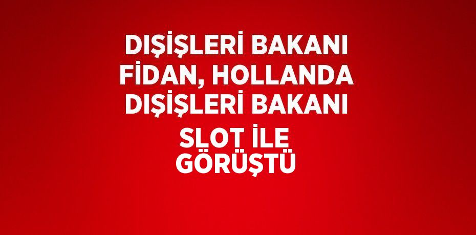 DIŞİŞLERİ BAKANI FİDAN, HOLLANDA DIŞİŞLERİ BAKANI SLOT İLE GÖRÜŞTÜ