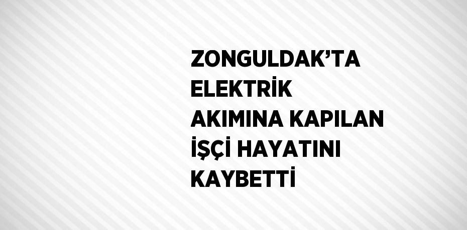 ZONGULDAK’TA ELEKTRİK AKIMINA KAPILAN İŞÇİ HAYATINI KAYBETTİ