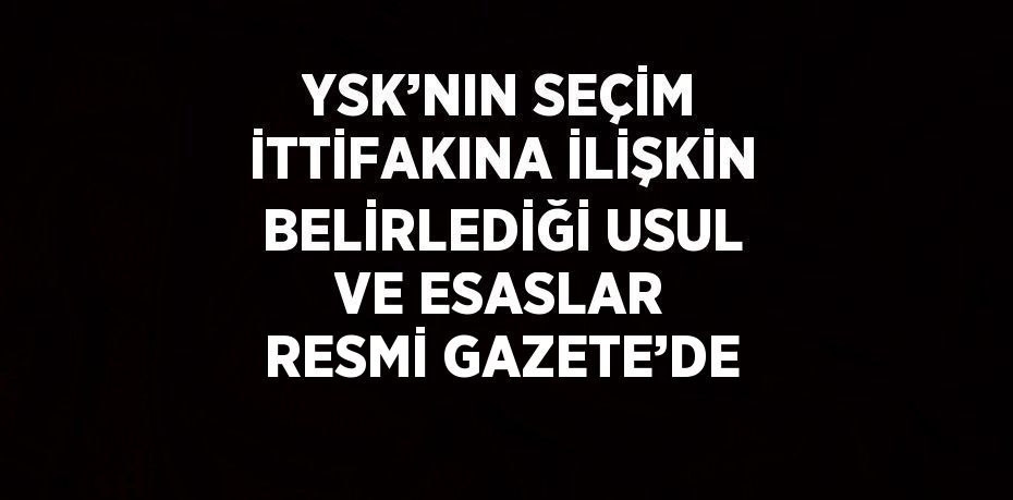 YSK’NIN SEÇİM İTTİFAKINA İLİŞKİN BELİRLEDİĞİ USUL VE ESASLAR RESMİ GAZETE’DE