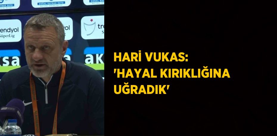 HARİ VUKAS: 'HAYAL KIRIKLIĞINA UĞRADIK'