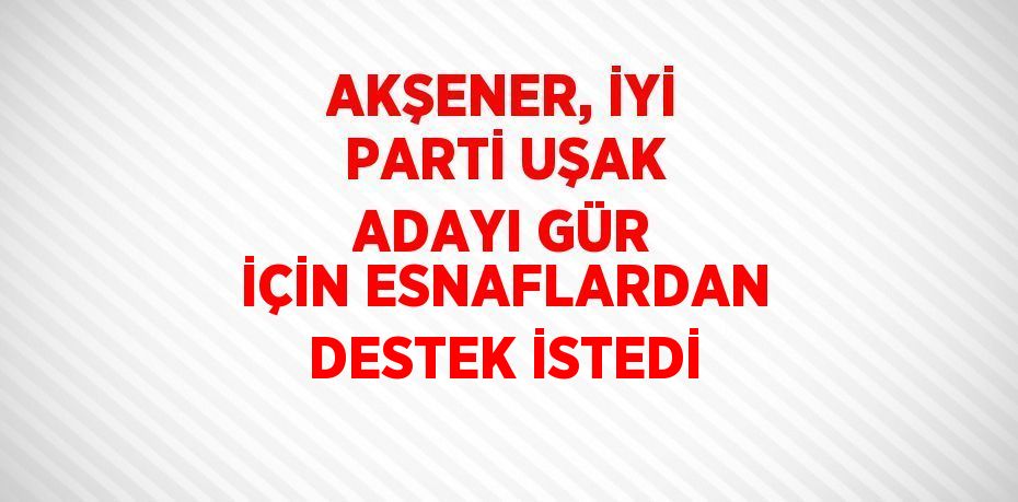 AKŞENER, İYİ PARTİ UŞAK ADAYI GÜR İÇİN ESNAFLARDAN DESTEK İSTEDİ