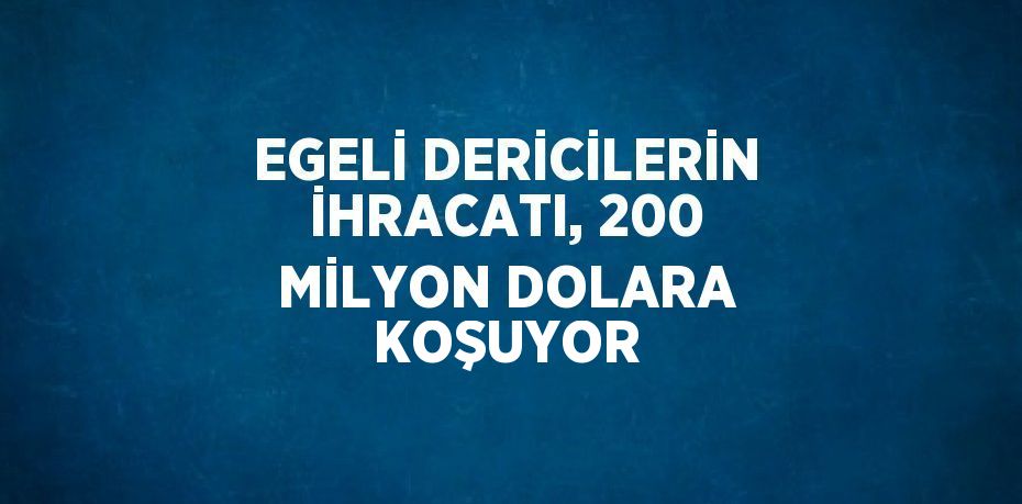 EGELİ DERİCİLERİN İHRACATI, 200 MİLYON DOLARA KOŞUYOR