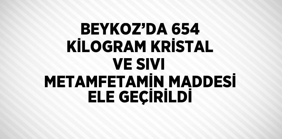 BEYKOZ’DA 654 KİLOGRAM KRİSTAL VE SIVI METAMFETAMİN MADDESİ ELE GEÇİRİLDİ