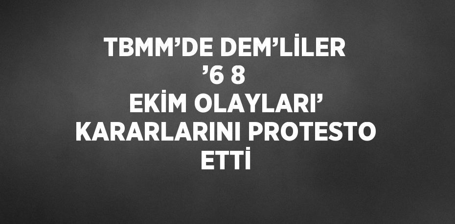 TBMM’DE DEM’LİLER ’6 8 EKİM OLAYLARI’ KARARLARINI PROTESTO ETTİ