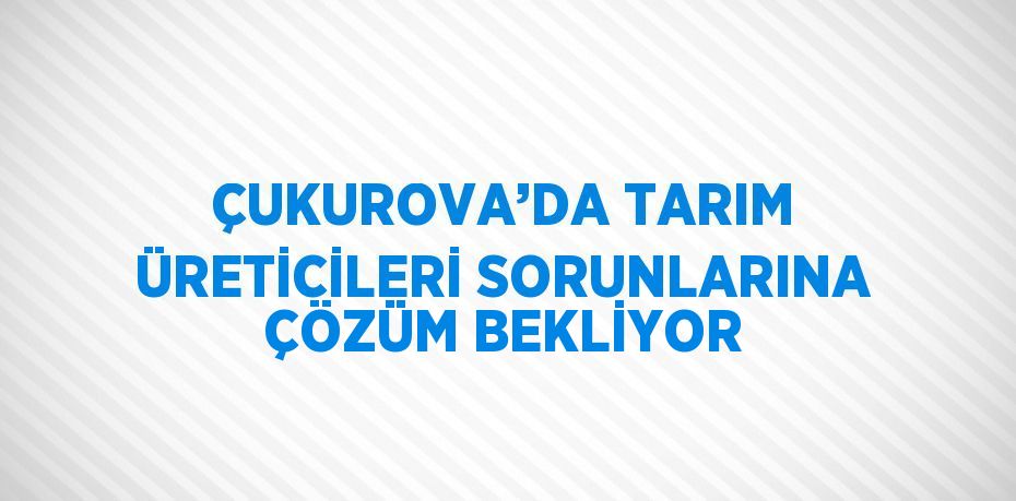 ÇUKUROVA’DA TARIM ÜRETİCİLERİ SORUNLARINA ÇÖZÜM BEKLİYOR