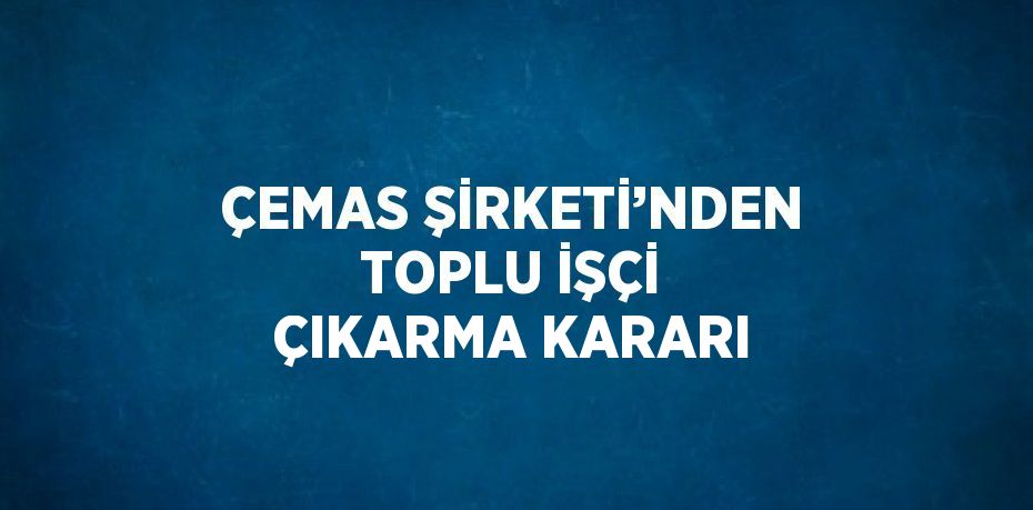 ÇEMAS ŞİRKETİ’NDEN TOPLU İŞÇİ ÇIKARMA KARARI