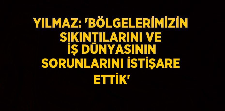 YILMAZ: 'BÖLGELERİMİZİN SIKINTILARINI VE İŞ DÜNYASININ SORUNLARINI İSTİŞARE ETTİK'