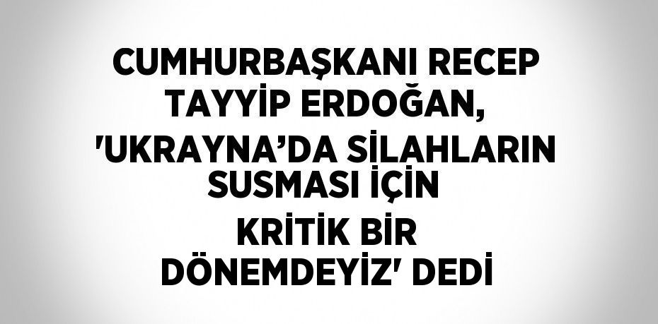 CUMHURBAŞKANI RECEP TAYYİP ERDOĞAN, 'UKRAYNA’DA SİLAHLARIN SUSMASI İÇİN KRİTİK BİR DÖNEMDEYİZ' DEDİ