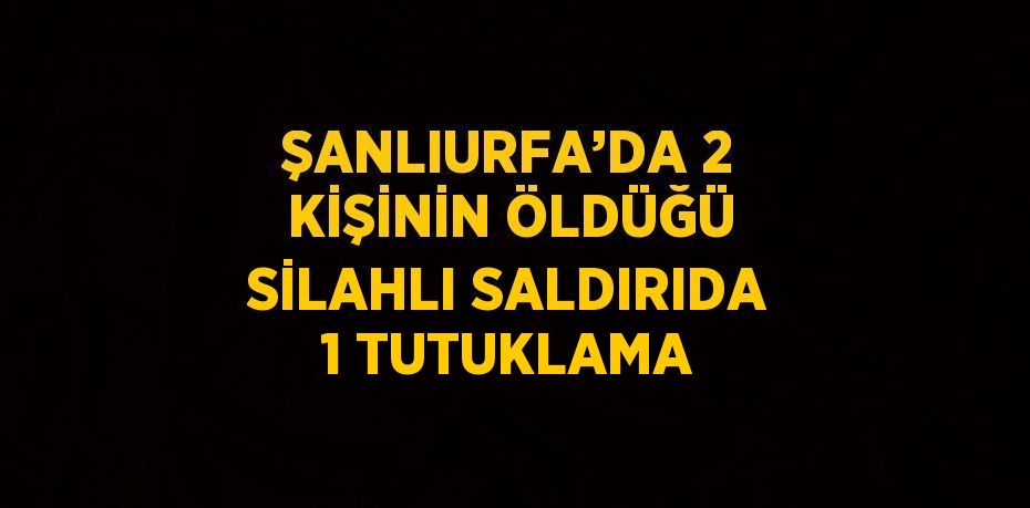 ŞANLIURFA’DA 2 KİŞİNİN ÖLDÜĞÜ SİLAHLI SALDIRIDA 1 TUTUKLAMA