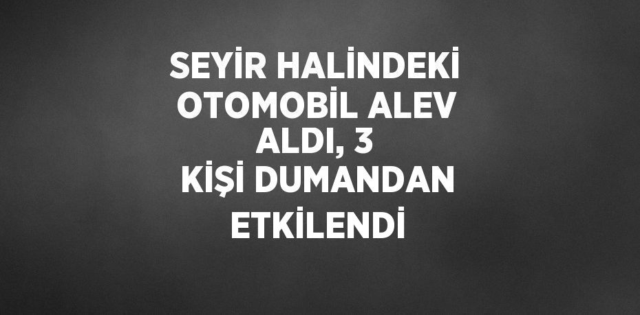 SEYİR HALİNDEKİ OTOMOBİL ALEV ALDI, 3 KİŞİ DUMANDAN ETKİLENDİ