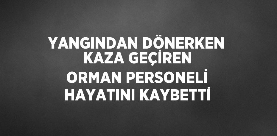 YANGINDAN DÖNERKEN KAZA GEÇİREN ORMAN PERSONELİ HAYATINI KAYBETTİ