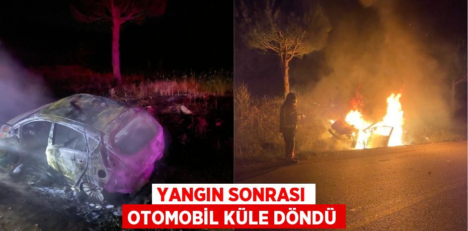 Yangın sonrası otomobil küle döndü