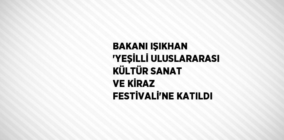 BAKANI IŞIKHAN 'YEŞİLLİ ULUSLARARASI KÜLTÜR SANAT VE KİRAZ FESTİVALİ'NE KATILDI