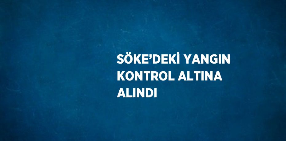 SÖKE’DEKİ YANGIN KONTROL ALTINA ALINDI