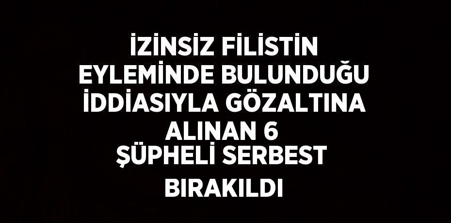İZİNSİZ FİLİSTİN EYLEMİNDE BULUNDUĞU İDDİASIYLA GÖZALTINA ALINAN 6 ŞÜPHELİ SERBEST BIRAKILDI