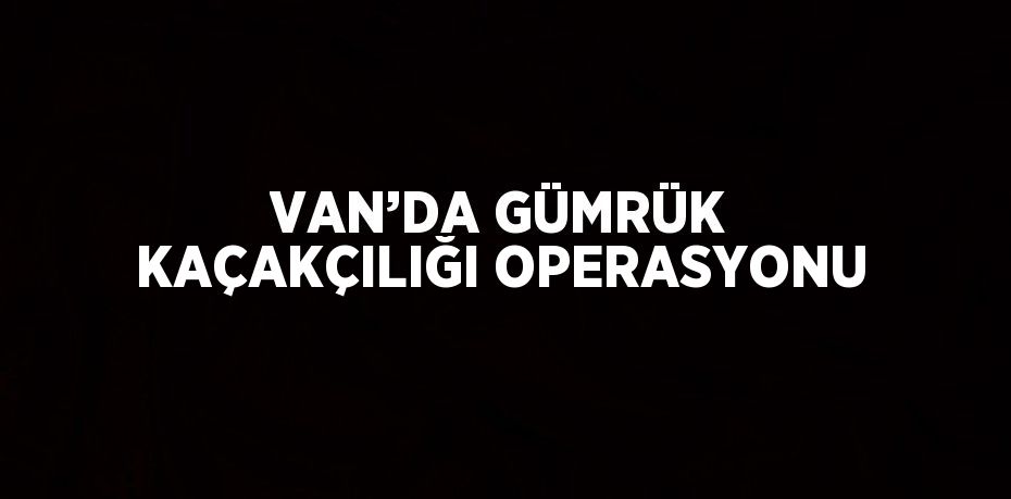 VAN’DA GÜMRÜK KAÇAKÇILIĞI OPERASYONU