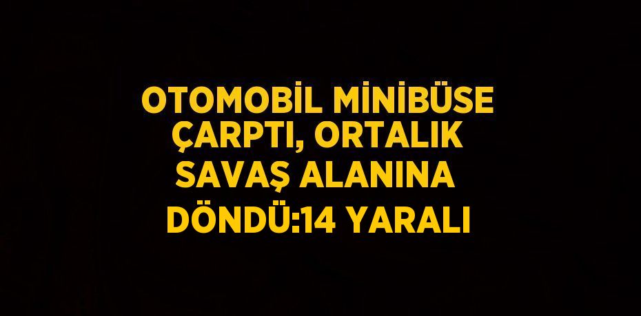 OTOMOBİL MİNİBÜSE ÇARPTI, ORTALIK SAVAŞ ALANINA DÖNDÜ:14 YARALI