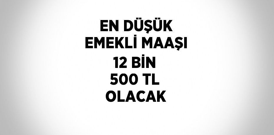 EN DÜŞÜK EMEKLİ MAAŞI 12 BİN 500 TL OLACAK