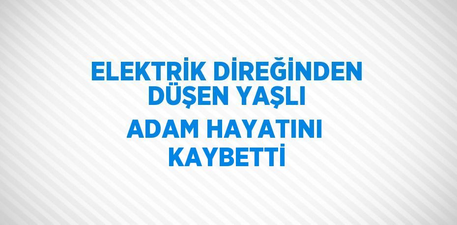 ELEKTRİK DİREĞİNDEN DÜŞEN YAŞLI ADAM HAYATINI KAYBETTİ