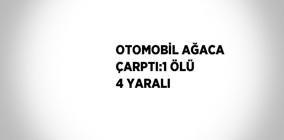 OTOMOBİL AĞACA ÇARPTI:1 ÖLÜ 4 YARALI