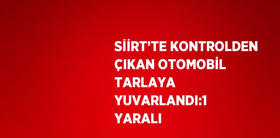 SİİRT’TE KONTROLDEN ÇIKAN OTOMOBİL TARLAYA YUVARLANDI:1 YARALI