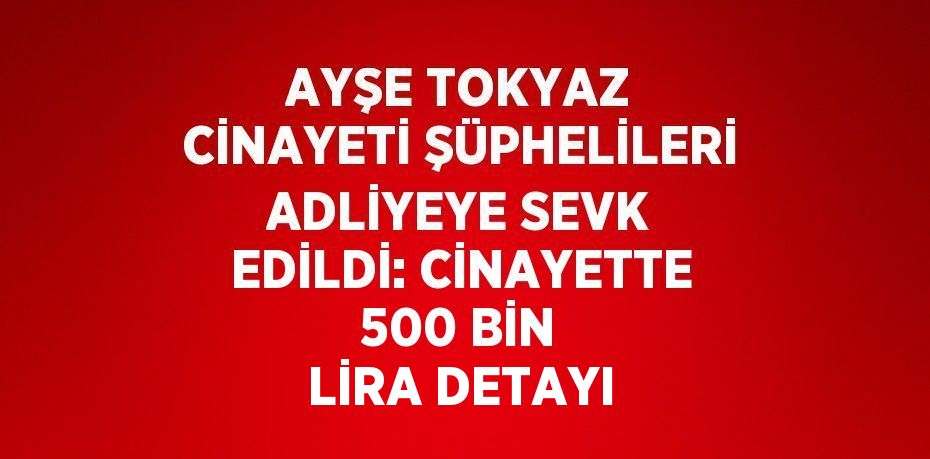 AYŞE TOKYAZ CİNAYETİ ŞÜPHELİLERİ ADLİYEYE SEVK EDİLDİ: CİNAYETTE 500 BİN LİRA DETAYI