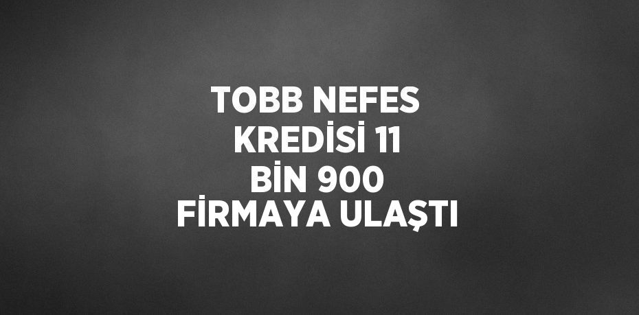 TOBB NEFES KREDİSİ 11 BİN 900 FİRMAYA ULAŞTI