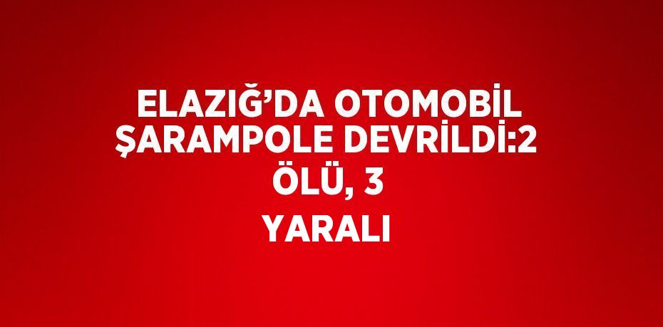 ELAZIĞ’DA OTOMOBİL ŞARAMPOLE DEVRİLDİ:2 ÖLÜ, 3 YARALI