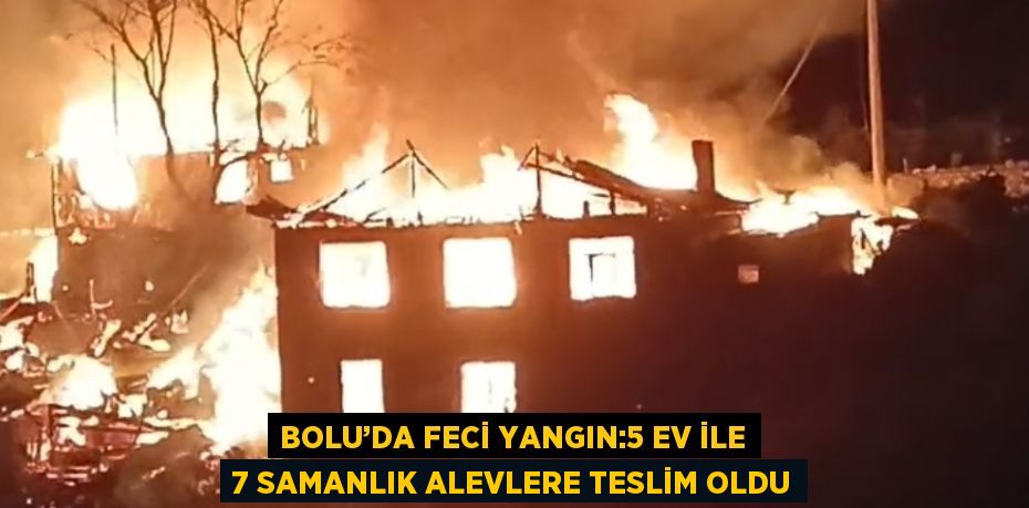 BOLU’DA FECİ YANGIN:5 EV İLE 7 SAMANLIK ALEVLERE TESLİM OLDU