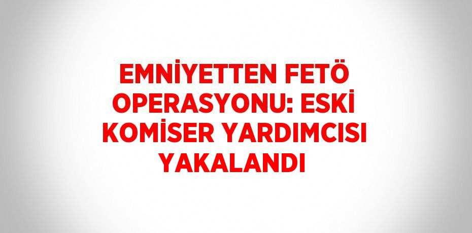 EMNİYETTEN FETÖ OPERASYONU: ESKİ KOMİSER YARDIMCISI YAKALANDI