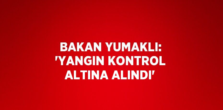 BAKAN YUMAKLI: 'YANGIN KONTROL ALTINA ALINDI'