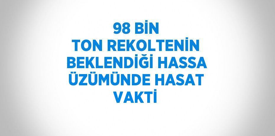 98 BİN TON REKOLTENİN BEKLENDİĞİ HASSA ÜZÜMÜNDE HASAT VAKTİ