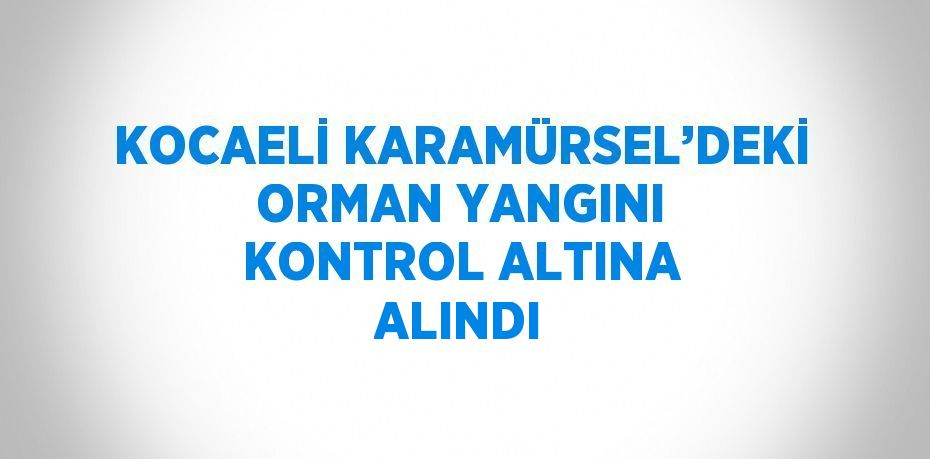KOCAELİ KARAMÜRSEL’DEKİ ORMAN YANGINI KONTROL ALTINA ALINDI