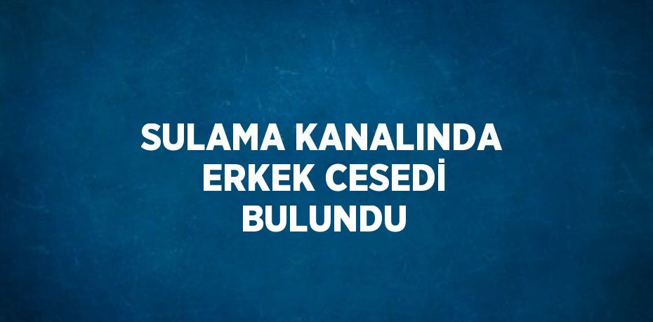 SULAMA KANALINDA ERKEK CESEDİ BULUNDU