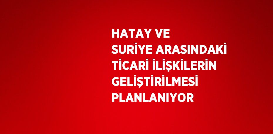 HATAY VE SURİYE ARASINDAKİ TİCARİ İLİŞKİLERİN GELİŞTİRİLMESİ PLANLANIYOR