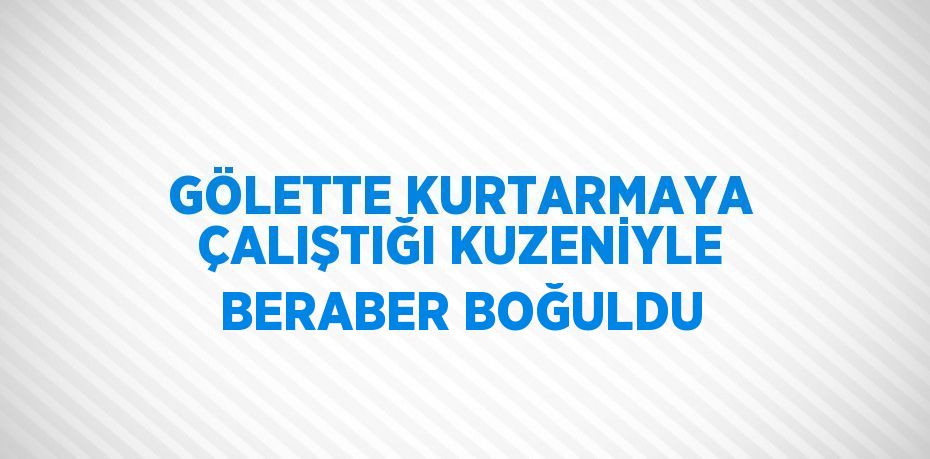 GÖLETTE KURTARMAYA ÇALIŞTIĞI KUZENİYLE BERABER BOĞULDU