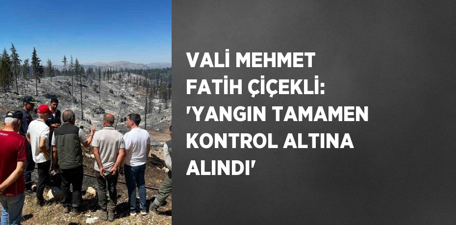VALİ MEHMET FATİH ÇİÇEKLİ: 'YANGIN TAMAMEN KONTROL ALTINA ALINDI'