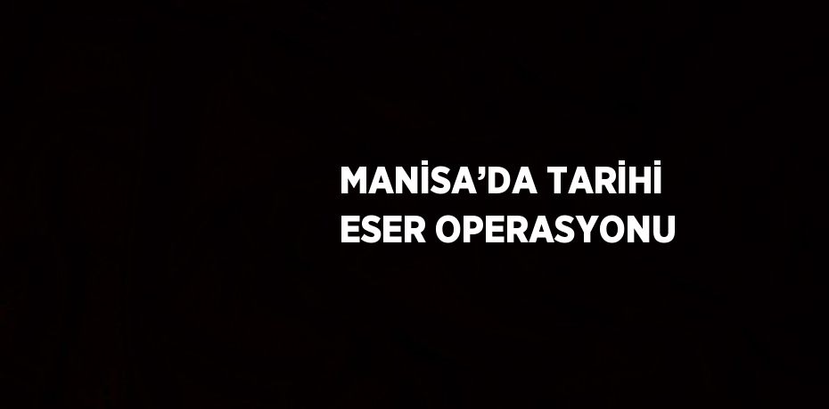 MANİSA’DA TARİHİ ESER OPERASYONU