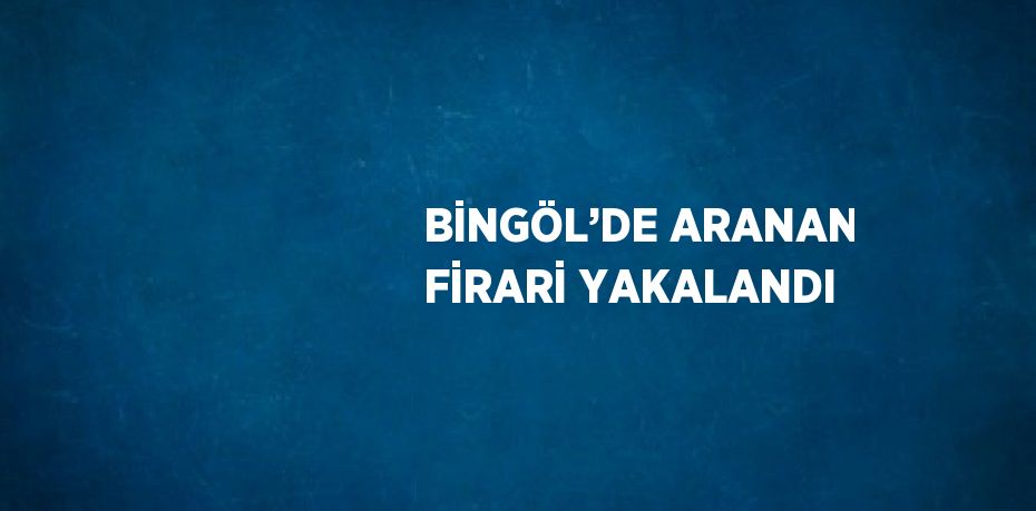 BİNGÖL’DE ARANAN FİRARİ YAKALANDI