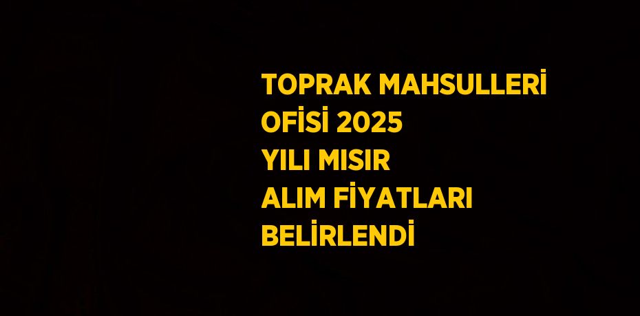 TOPRAK MAHSULLERİ OFİSİ 2025 YILI MISIR ALIM FİYATLARI BELİRLENDİ