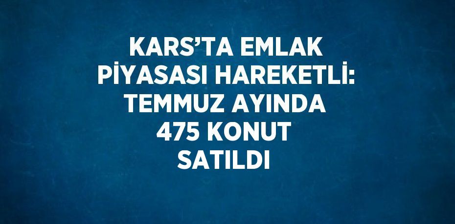 KARS’TA EMLAK PİYASASI HAREKETLİ: TEMMUZ AYINDA 475 KONUT SATILDI