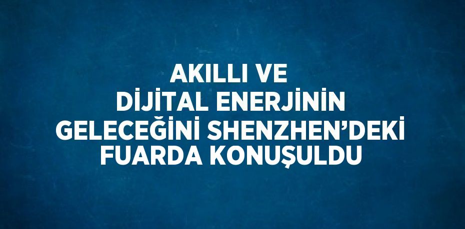 AKILLI VE DİJİTAL ENERJİNİN GELECEĞİNİ SHENZHEN’DEKİ FUARDA KONUŞULDU