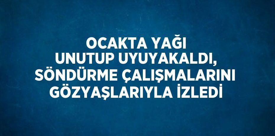 OCAKTA YAĞI UNUTUP UYUYAKALDI, SÖNDÜRME ÇALIŞMALARINI GÖZYAŞLARIYLA İZLEDİ