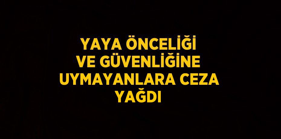 YAYA ÖNCELİĞİ VE GÜVENLİĞİNE UYMAYANLARA CEZA YAĞDI