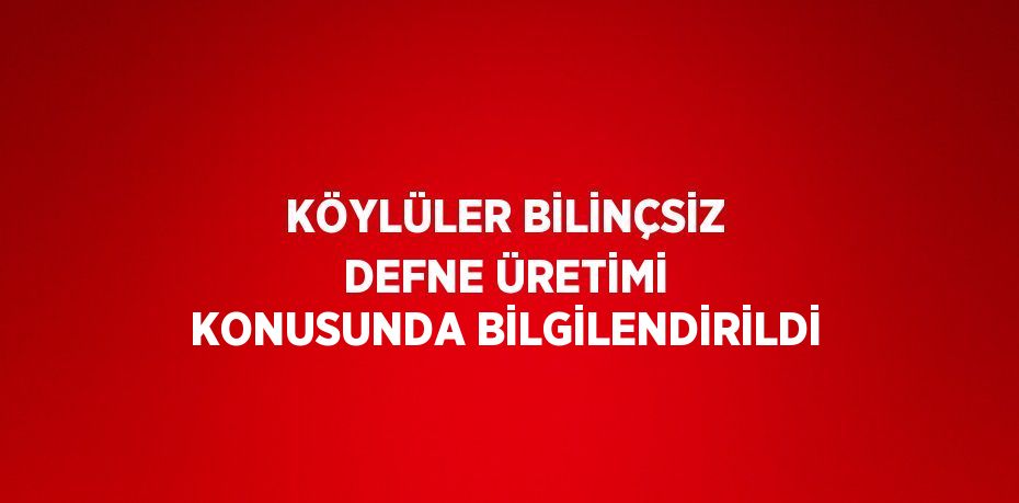 KÖYLÜLER BİLİNÇSİZ DEFNE ÜRETİMİ KONUSUNDA BİLGİLENDİRİLDİ