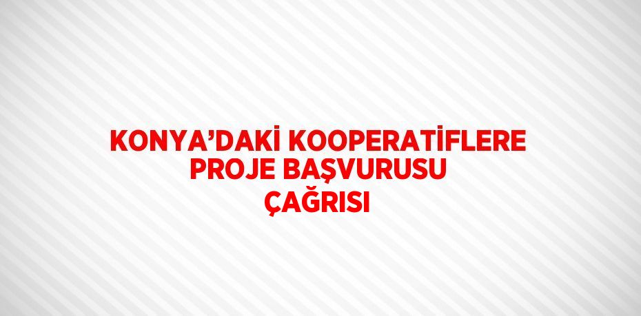 KONYA’DAKİ KOOPERATİFLERE PROJE BAŞVURUSU ÇAĞRISI