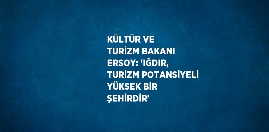 KÜLTÜR VE TURİZM BAKANI ERSOY: 'IĞDIR, TURİZM POTANSİYELİ YÜKSEK BİR ŞEHİRDİR'