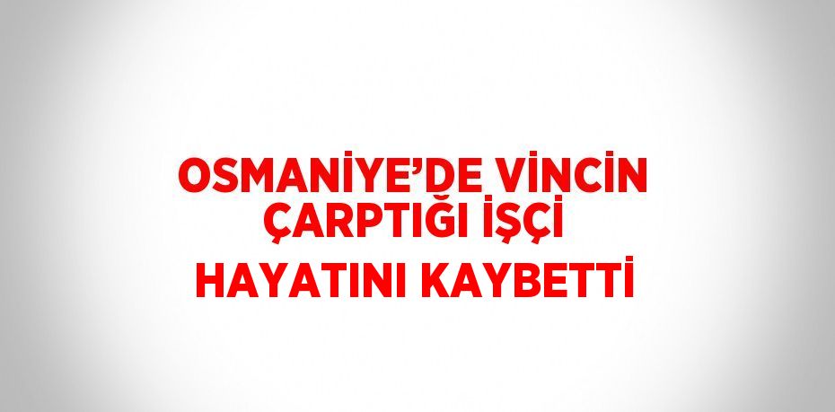 OSMANİYE’DE VİNCİN ÇARPTIĞI İŞÇİ HAYATINI KAYBETTİ