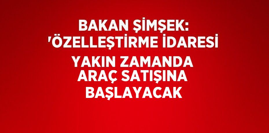 BAKAN ŞİMŞEK: 'ÖZELLEŞTİRME İDARESİ YAKIN ZAMANDA ARAÇ SATIŞINA BAŞLAYACAK