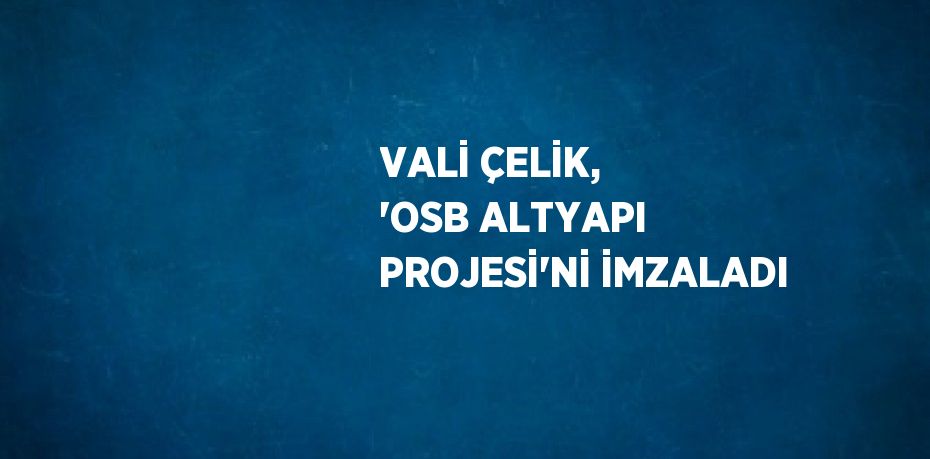 VALİ ÇELİK, 'OSB ALTYAPI PROJESİ'Nİ İMZALADI